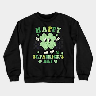 Groovy  St Patricks Day Shamrock Clover For Women Kids Crewneck Sweatshirt